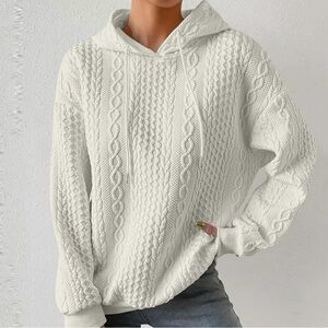 white knit oversized hoodie